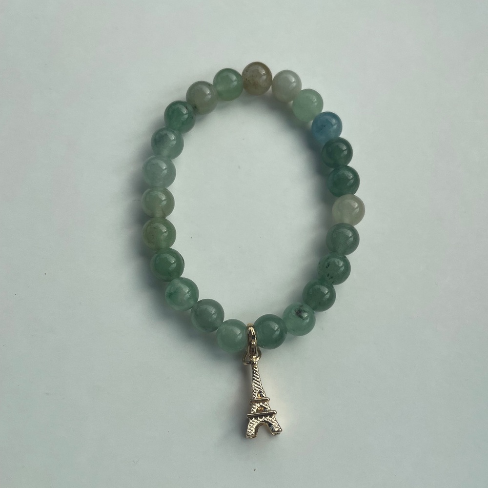 Jade colored Eiffel Tower charm bracelet from Paris